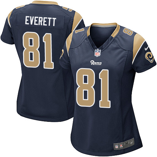 Nike Rams #81 Gerald Everett Navy Blue Team Color Women's Stitched NFL Elite Jersey